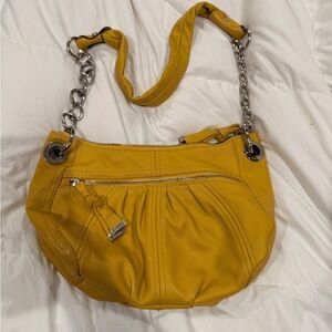 B. Makowsky Mustard Leather Shoulder Bag